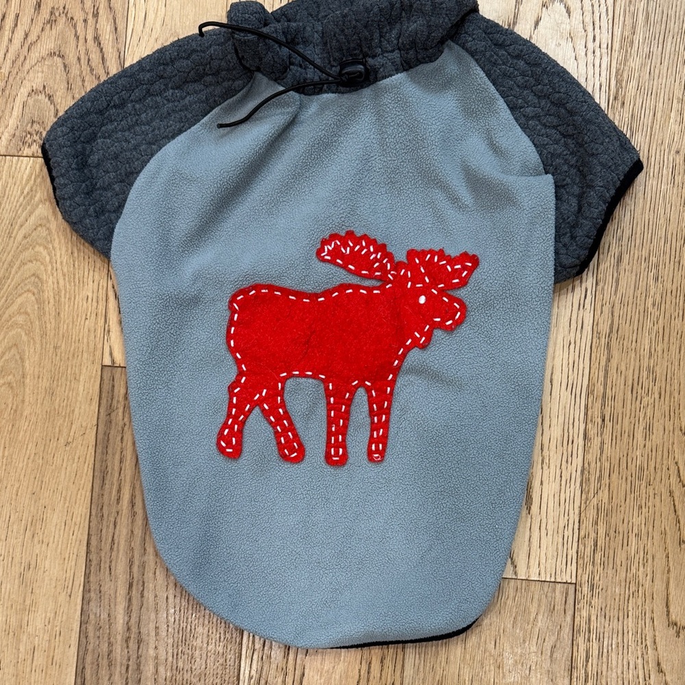 Martha Stewart Gray and Red Moose Dog Sweater